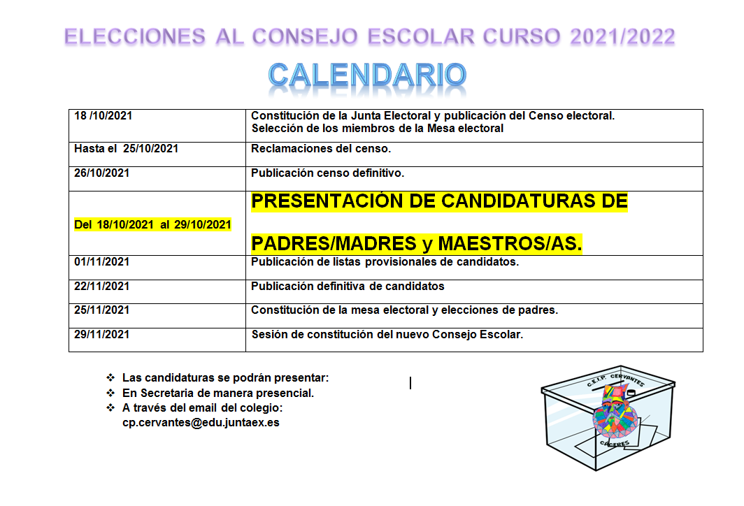 cartel calendario consejos escolares