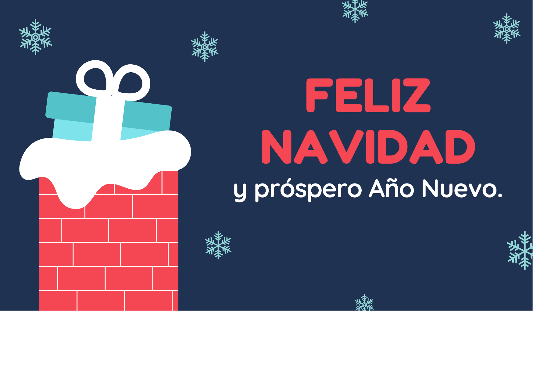 Tarjeta de Navidad en Rojo y Azul con Chimenea